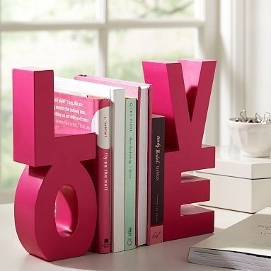 bookends made from the letters spelling the word LOVE