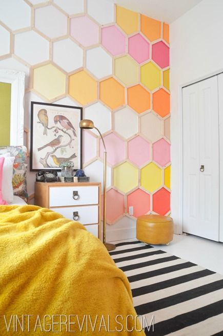 honeycomb wall effect for a statement wall