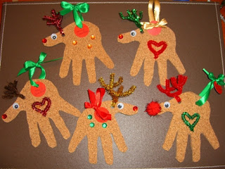 handshaped reindeer ornaments