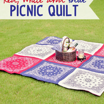 Double Sided Red White and Blue Picnic Quilt thumbnail