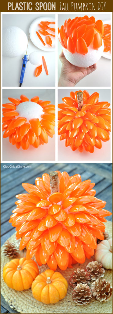 How-to-Make-a-Pumpkin-with-Plastic-Spoons-and-a-Foam-Ball
