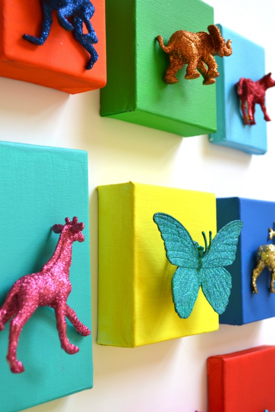 Glittered Animal Canvases