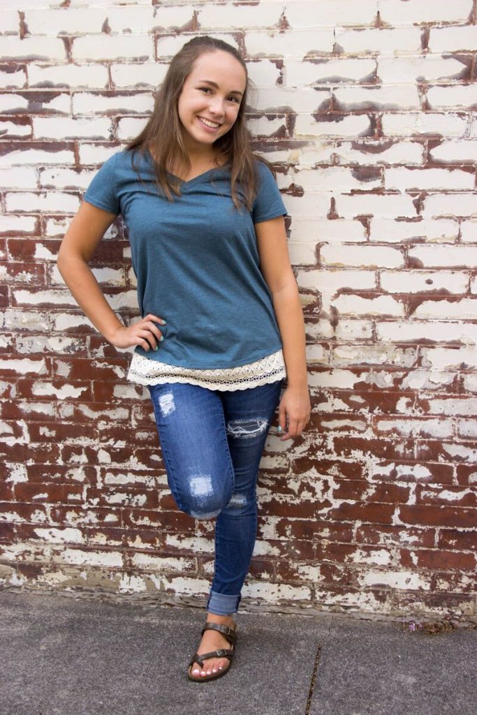 DIY Lace Trim Shirt