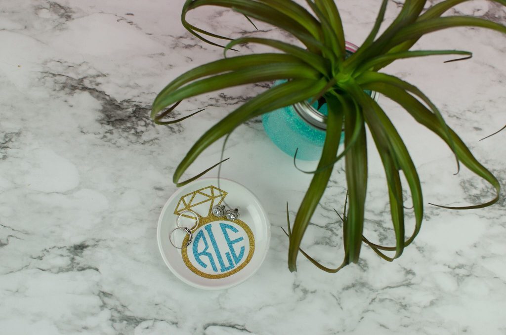 DIY Glitter Monogram Ring Dish
