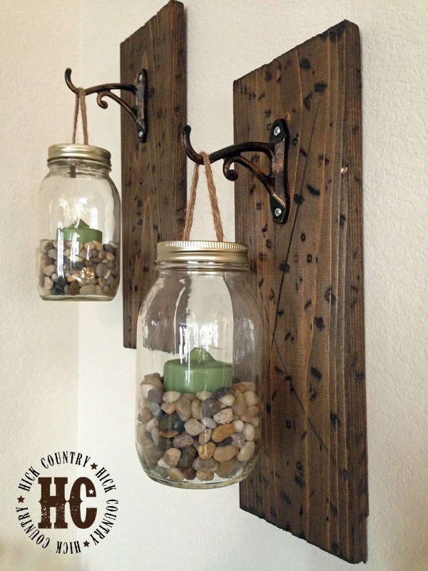 DIY Mason Jar Wall Lanterns