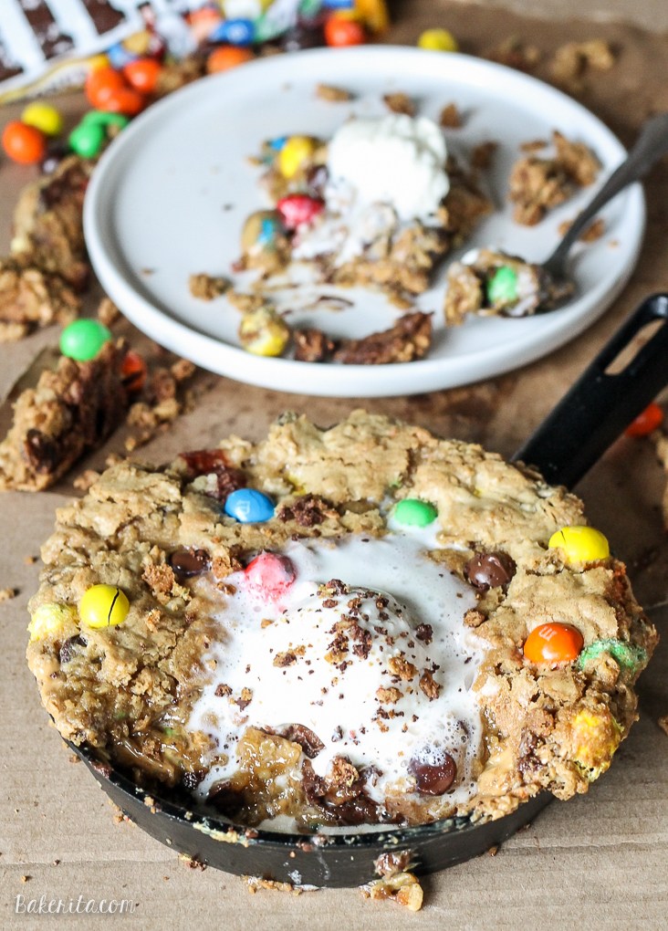 OATMEAL M&M PEANUT BUTTER SKILLET COOKIE