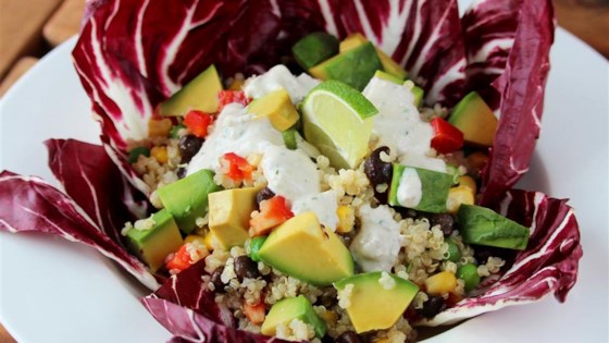Vegan Mexican Quinoa Bowl with Green Chile Cilantro Sauce