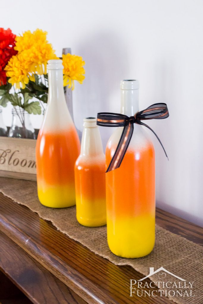 DIY Painted Candy Corn Bottles 