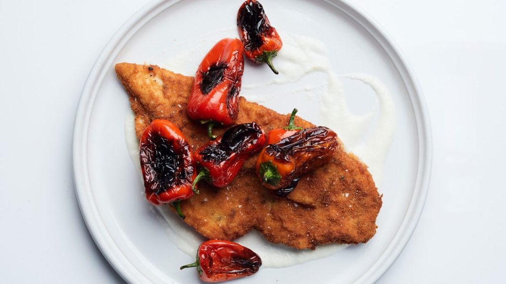 Chicken Cutlets with Charred Peppers