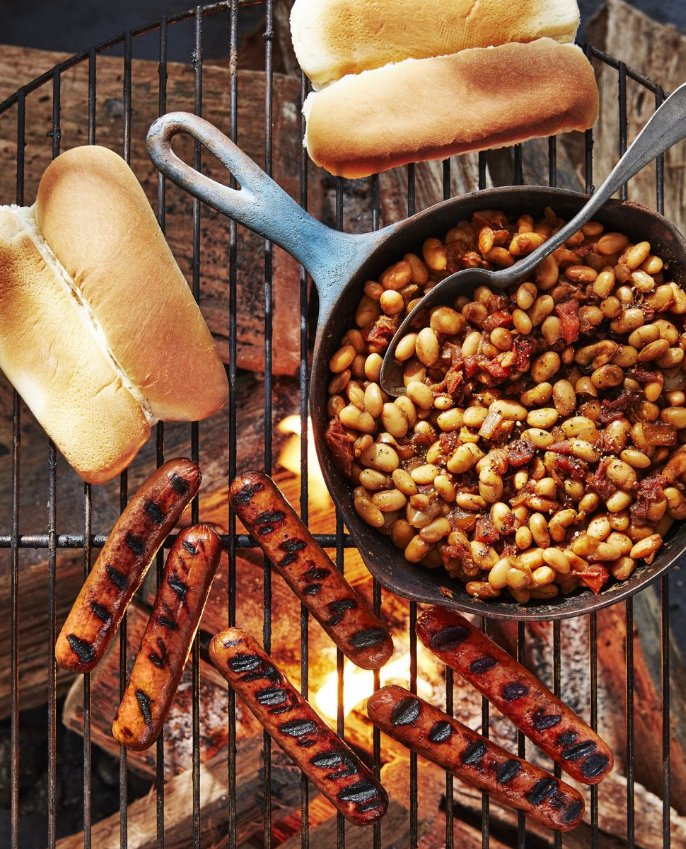 Hot Dogs With Quick Cast-Iron Beans