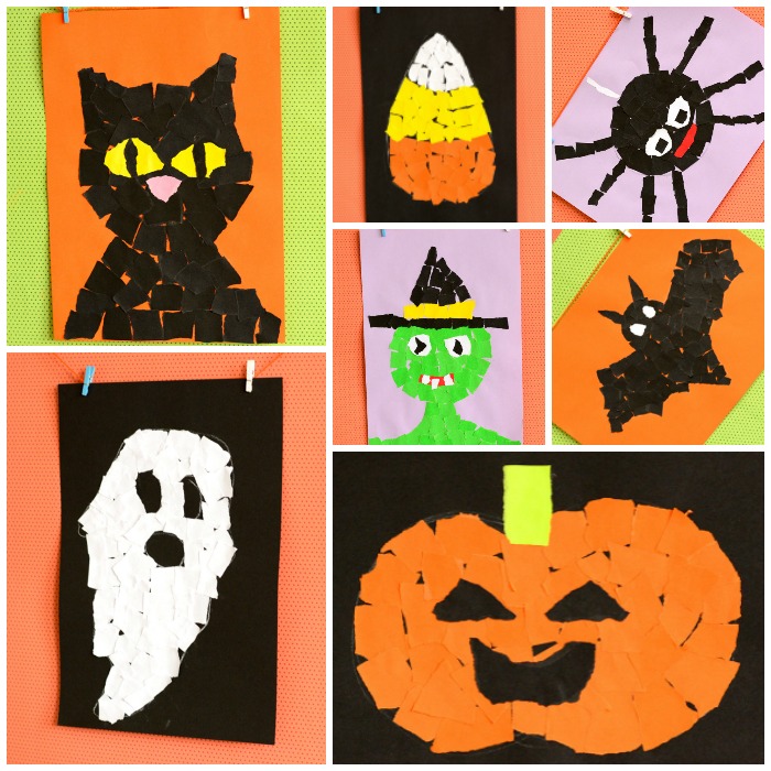 Mosaic Collage Halloween Torn Paper Art Ideas 