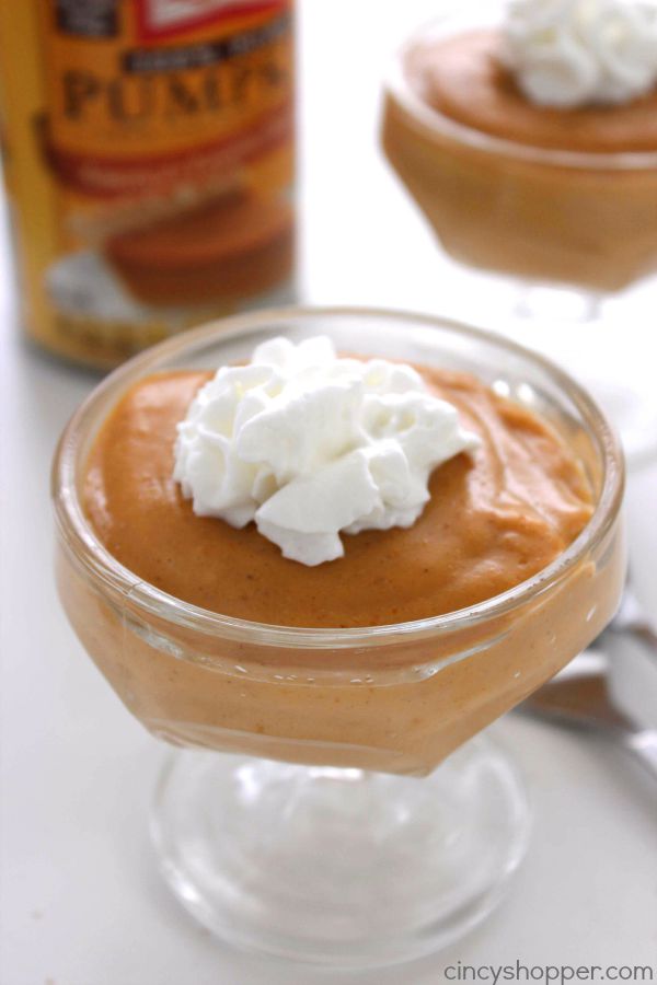 Homemade pumpkin pudding with whipped topping