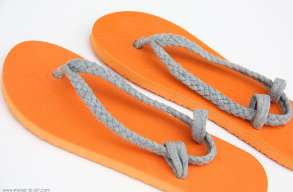 flip flop straps you can make from an old shirt