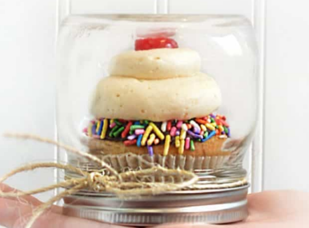 Cupcake under glass - makes a great Christmas gift you can make on a budget