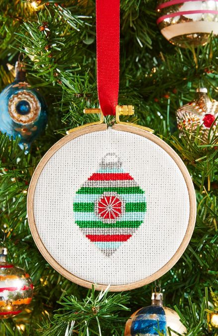 cross-stitched ornament - makes a great Christmas gift you can make on a budget