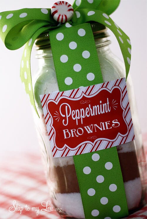 Peppermint Brownie Mix in a Jar Perfect Holiday Gift