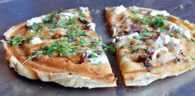 waffle iron pizza - recipes you can make in your dorm room 