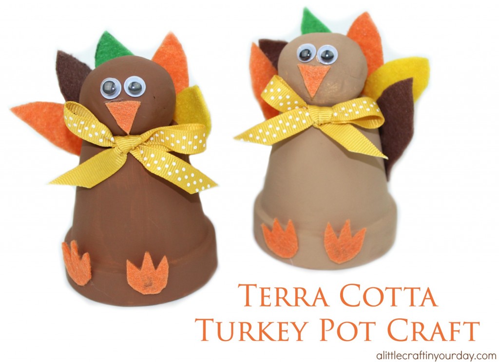 clay pots decorated to look like turkeys 