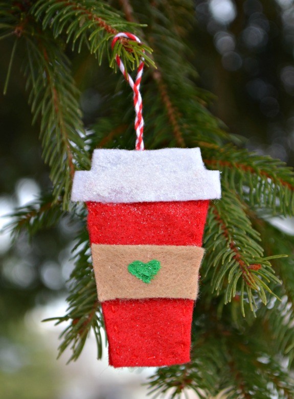 FELT COFFEE CUP ORNAMENTS HOLIDAY CRAFT PROJECTS