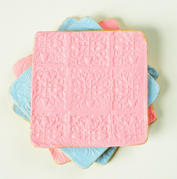 diy stamped clay coasters for home use or gifts