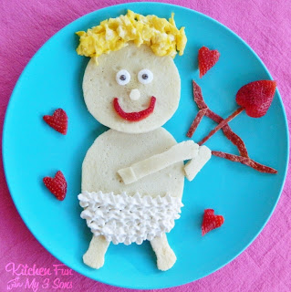 Breakfast pancake that looks like a valentine cupid
