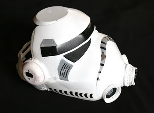Stormtrooper helmet created entirely out of a milk jug