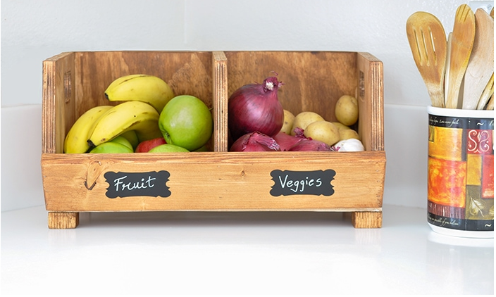 Vegetable and fruits storage Bin with divider made with scrap wood