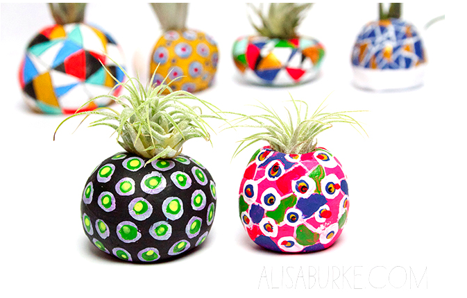 painted air dry clay pots for air plants