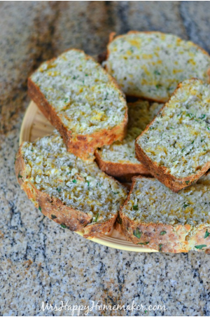Sliced cheesy herb no yeast bread