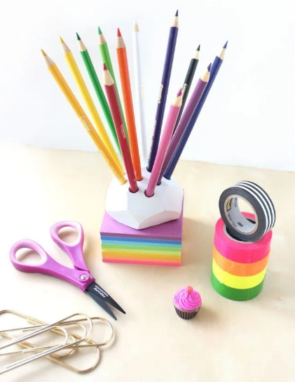 colored air dry clay pencil holders