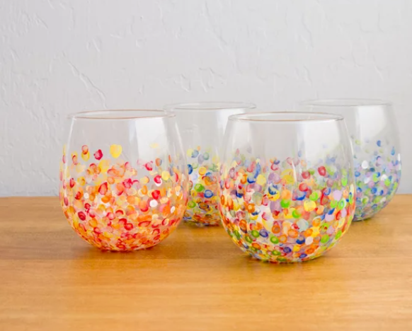 Colorful hand dotted tumblers that teens will love making