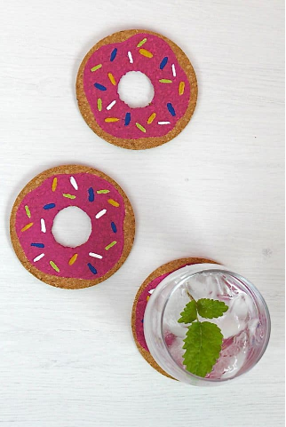 fun and colorful DIY donut coasters for kids
