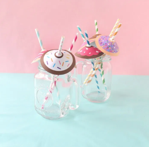 donut straw umbrellas craft with free printables Friday