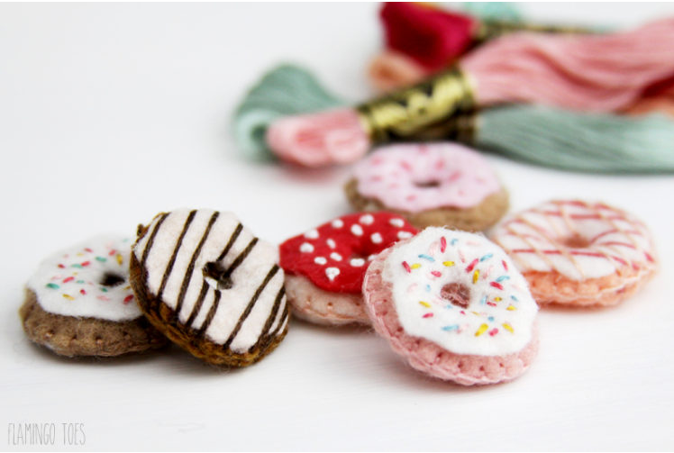 tiny felt embroidered donut fun crafts to make for kids