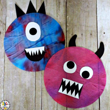 Tie Dye Coffee Filter Monster colorful and creative Halloween craft