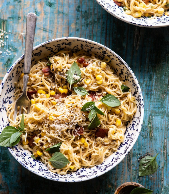 20 minute ramen carbonara with herb buttered corn a healthy italian meets asian recipe for dinner
