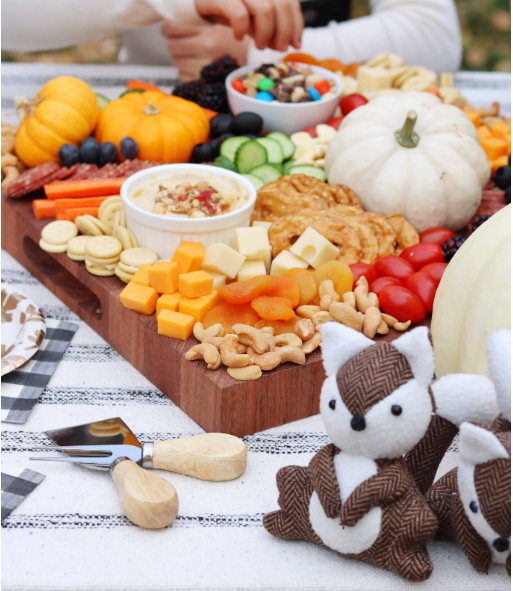 A cute charcuterie board for kids fun friendsgiving party activity