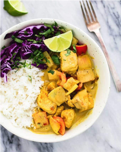 An easy to make rich in flavor coconut curry chicken