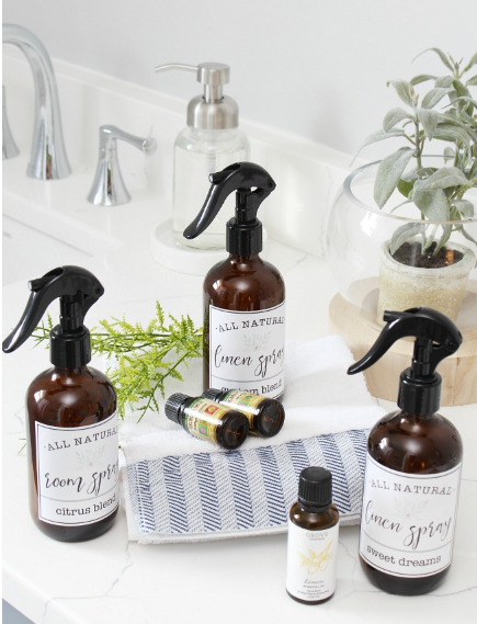 Homemade room and linen spray with printable labels 