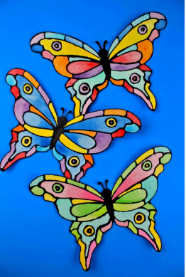 faux stained glass butterflies