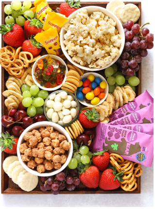 Popcorn movie snacks platter perfect for friends and family board treats 