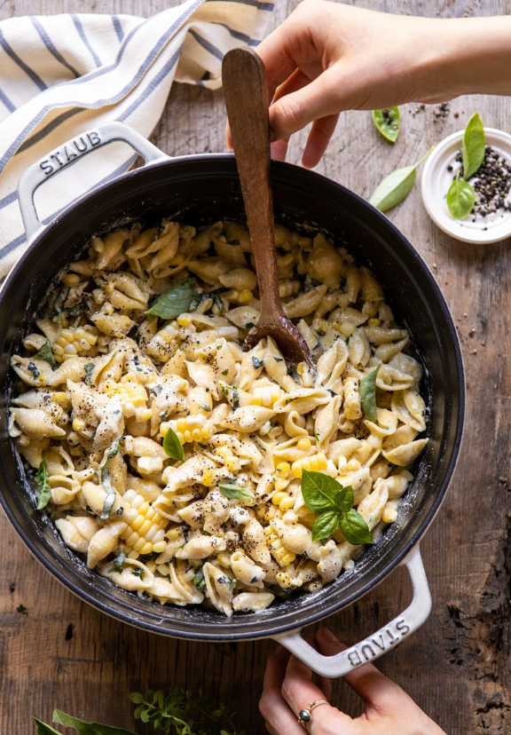 One Pot Lemon Basil, Corn, and Ricotta Pasta delicious and simple recipe for the late summer and early fall nights meal