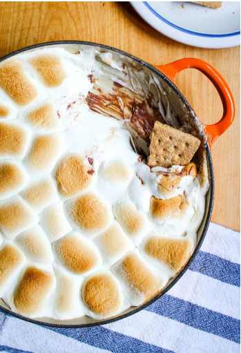 Graham cracker dipped with oven-baked s’mores