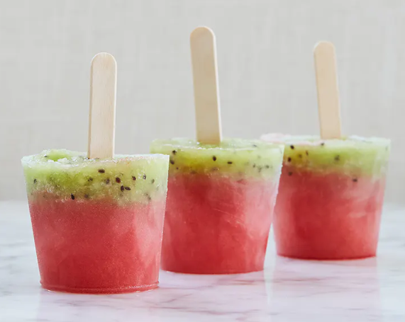 A delicious watermelon-kiwi ice pops for the whole family perfect for the summer breeze.