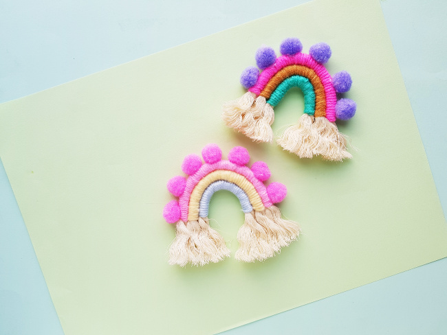 Cute macrame rainbow yarn charms