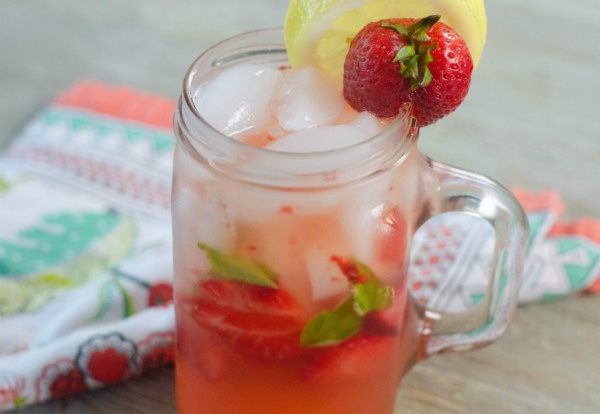 Strawberry and basil lemonade