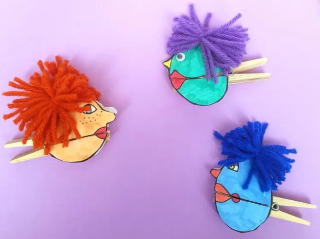 Clothespin Paper Puppets sweet, colorful, and quirky craft