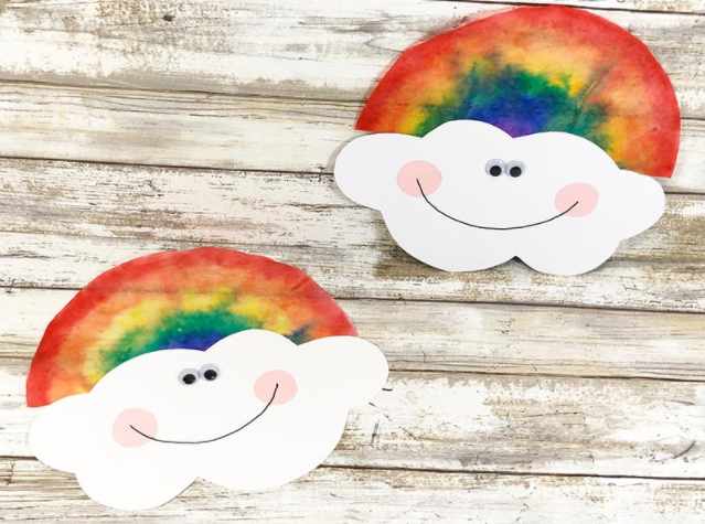 A super cute coffee filter rainbow with smiley face