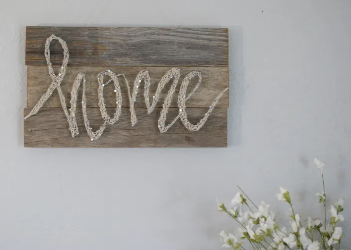 Rustic but so pretty home string sign