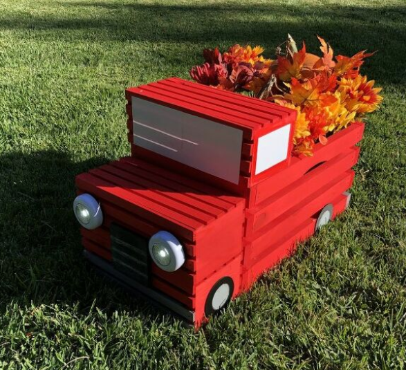 crate red pickup truck